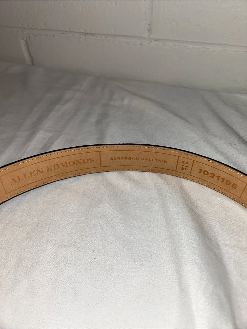Allen Edmonds Men's Tan Leather Dress Belt with Silver Buckle 38/97